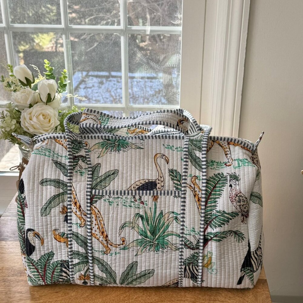 BRAND NEW Handmade Cotton Block Print Duffle Bag Shopping Bag Travel Bag